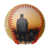 Personalized Dad Grandpa Photo Name Old Gold Baseballs,We Love You,Father's Day Gift