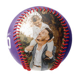 Personalized Dad Name Age Photo Purple Baseballs