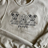Embroidered Pet Outline Crewneck Hoodie With Names - Gift For Mom