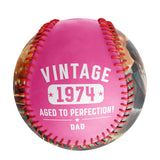 Personalized Dad Grandpa Birthday Name Time Photo Pink Baseballs