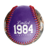 Personalized Dad Name Age Photo Purple Baseballs