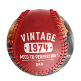 Personalized Dad Grandpa Birthday Name Time Photo Red Baseballs