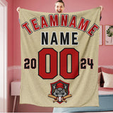 Personalized Khaki Red Black Baseball Team Logo Sports Blanket