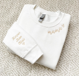 MAMA SWEATSHIRT, Custom Embroidered Mama Crewneck with Kids Names Sweatshirt Pregnancy Reveal Gift for New mom Custom Shirt Mothers Day Gift