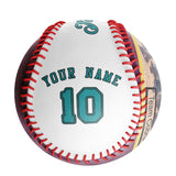 Personalized White Leather Aqua Varsity Team Authentic Baseballs