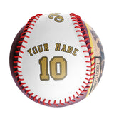 Personalized White Leather Old Gold Varsity Team Authentic Baseballs