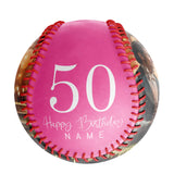 Personalized Dad Grandpa Birthday Name Time Photo Pink Baseballs