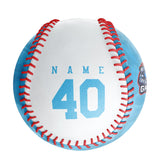 Personalized Game Name Time Logo Sky Blue White Baseballs