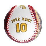 Personalized White Leather Gold Varsity Team Authentic Baseballs