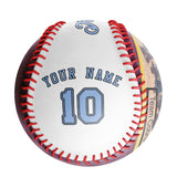 Personalized White Leather Blue Varsity Team Authentic Baseballs