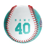 Personalized Game Name Time Logo Aqua White Baseballs