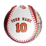 Personalized White Leather Orange Varsity Team Authentic Baseballs