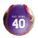 Personalized Dad Name Age Photo Purple Baseballs