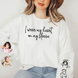 Personalized I Wear My Heart On My Sleeve Outline Photo Sweatshirt - Gift For Mom
