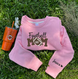 Embroidered Football Mom Sweatshirt, Personalized Football Mom Crewneck, Custom Name and Number Shirt, Football Highschool Sweatshirt