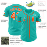 Custom Aqua Orange-White Authentic Baseball Jersey