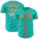Custom Aqua Orange-White Authentic Baseball Jersey