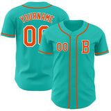 Custom Aqua Orange-White Authentic Baseball Jersey