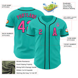 Custom Aqua Pink-Black Authentic Baseball Jersey