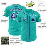 Custom Aqua Purple-White Authentic Baseball Jersey