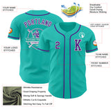 Custom Aqua Purple-White Authentic Baseball Jersey