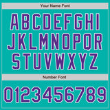 Custom Aqua Purple-White Authentic Baseball Jersey