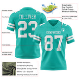 Custom Aqua White Authentic Football Jersey