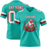 Custom Aqua White-Red Authentic Football Jersey