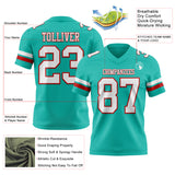 Custom Aqua White-Red Authentic Football Jersey