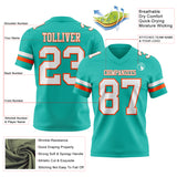 Custom Aqua White-Orange Authentic Football Jersey
