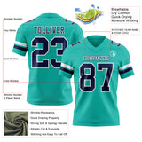 Custom Aqua Navy-White Authentic Football Jersey
