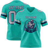 Custom Aqua Gray-Navy Authentic Football Jersey