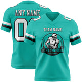 Custom Aqua White-Black Authentic Football Jersey