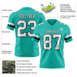 Custom Aqua White-Black Authentic Football Jersey
