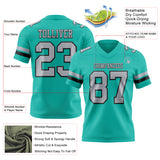 Custom Aqua Gray-Black Authentic Football Jersey