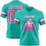 Custom Aqua Pink-White Authentic Football Jersey