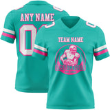 Custom Aqua White-Pink Authentic Football Jersey