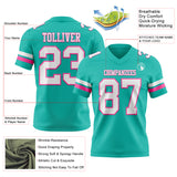 Custom Aqua White-Pink Authentic Football Jersey