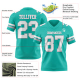 Custom Aqua White-Gray Authentic Football Jersey
