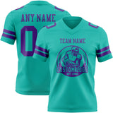 Custom Aqua Purple Authentic Football Jersey