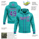 Custom Stitched Aqua Purple-White Baseball Pullover Sweatshirt Hoodie