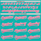 Custom Stitched Aqua Neon Pink-White Baseball Pullover Sweatshirt Hoodie
