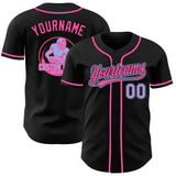 Custom Black Light Blue-Pink Authentic Baseball Jersey