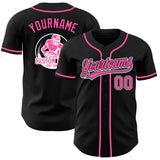 Custom Black Pink-White Authentic Baseball Jersey