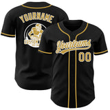 Custom Black Old Gold-White Authentic Baseball Jersey