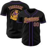 Custom Black Purple-Gold Authentic Baseball Jersey