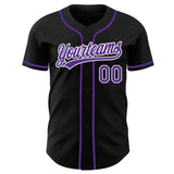 Custom Black Purple-White Authentic Baseball Jersey