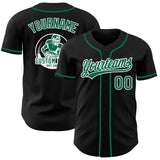 Custom Black Kelly Green-White Authentic Baseball Jersey