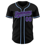 Custom Black Purple-Light Blue Authentic Baseball Jersey