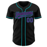 Custom Black Purple-Teal Authentic Baseball Jersey